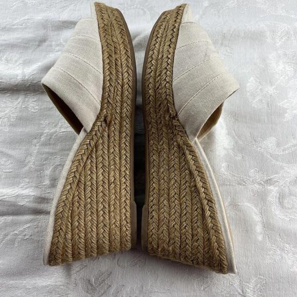 Lauren Ralph Lauren Womens Sandals Size 8.5 B Espadrilles Beige Fabric Wedge - Picture 9 of 9